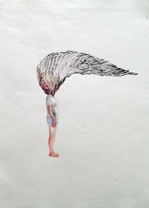 Yiwon Park, 2014, Wings of Desire, gouache on paper, 38 x 55cm Exhibition work